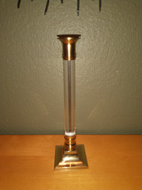 10.5" high vintage brass w/ plexi glass candlestick holder.
