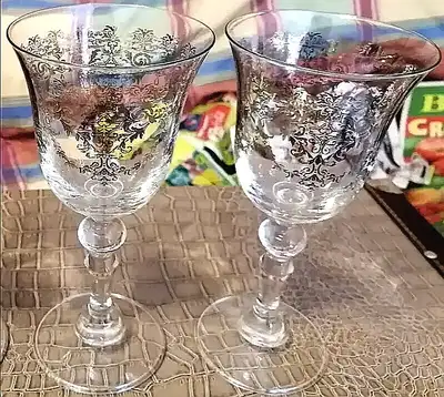 2 Vintage Champagne goblets silver gilt 7 1/2" tall, View more
