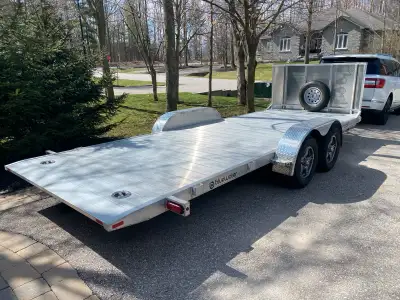 Legend 2023 Aluminum Tandem Axle Tilt 7000 lb Trailer. 7’ x 20’. Model #7x20TCHTA35. Electric brakes...