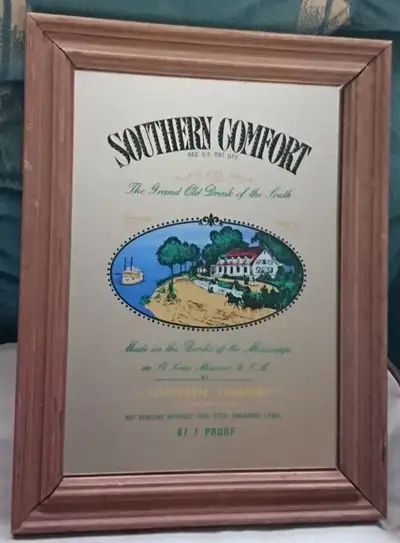 Vintage 1970's Southern Comfort Home/ Bar Mirror Wall Sign, View more