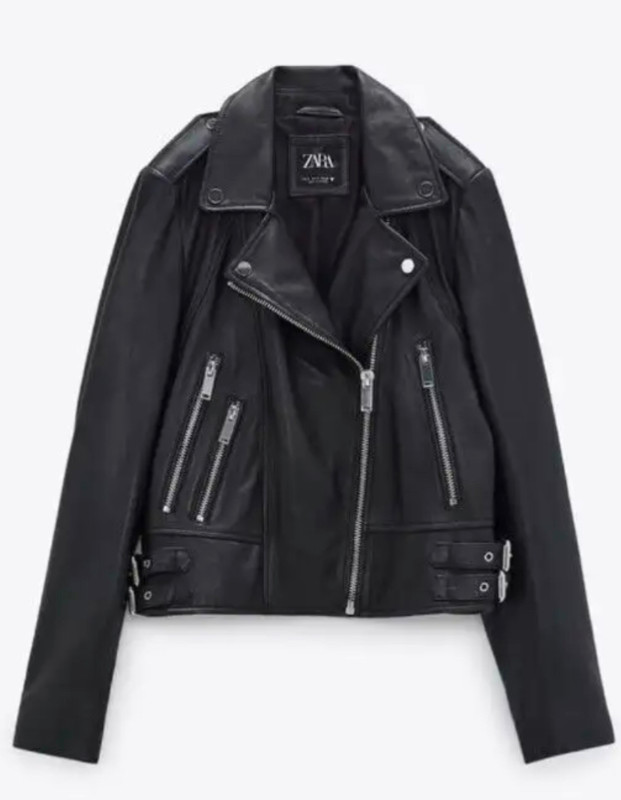 Zara 100% cuir real leather biker coat manteau jacket aritzia dans Femmes - Hauts et vêtements d'extérieur  à Ville de Montréal - Image 2
