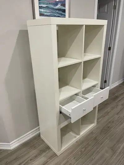 IKEA WHITE shelf unit with 4 drawers and legs, View more