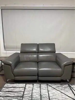 Leather Power Recliner Loveseat - Grey in great condition, View more