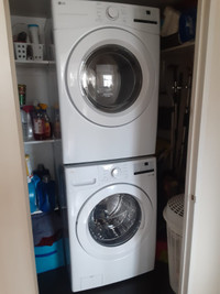 Washers and Dryers. Stacked LG Brand. Front Load.