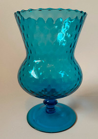 VTG Empoli Glass Flower vase, Blue Glass. Italy