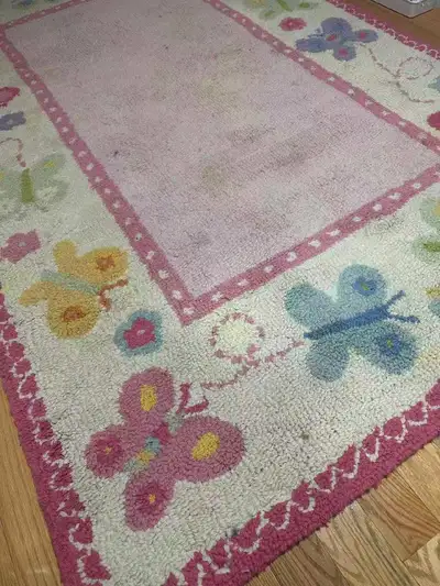 Large High Pile Shag Rug Pink Butterfly For Girls Room, View more