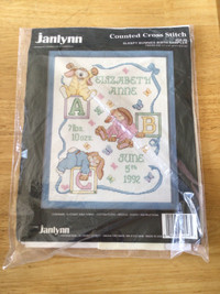 Janlynn cross stich Sleepy Bunnies Birth Sampler kit