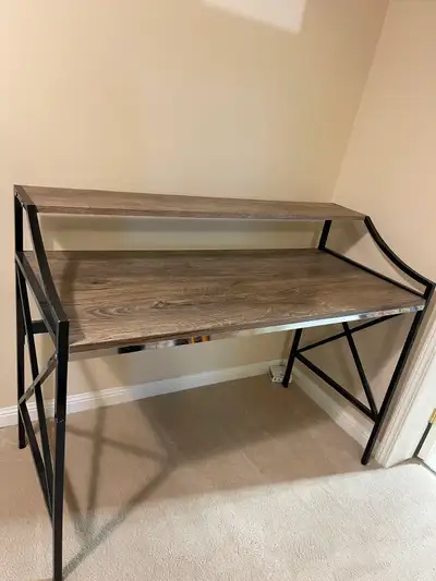 Gray Wood and Black Metal Desk, View more