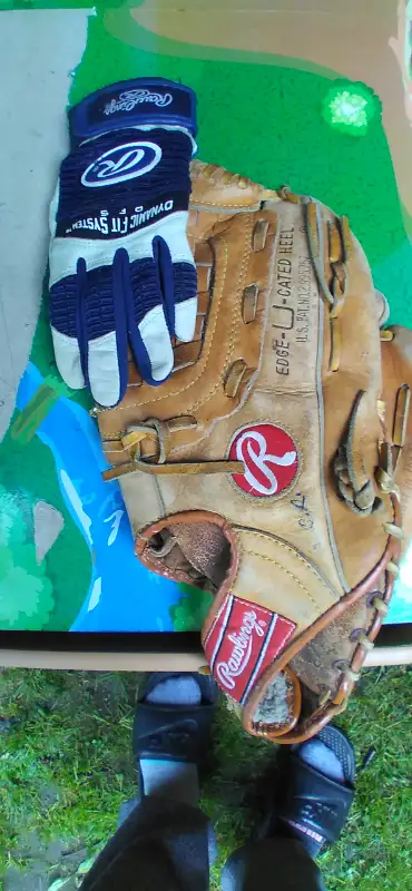 Baseball glove and batting glove, View more
