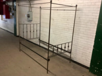 Custom made 4 poster canopy single size Iron bed.