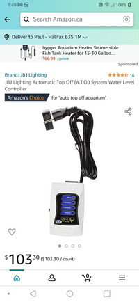 JBJ automatic top off water level controller for aquarium. New