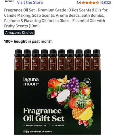 Experience a symphony of scents with this Laguna Moon fragrance oil set! This set includes 10 premiu...