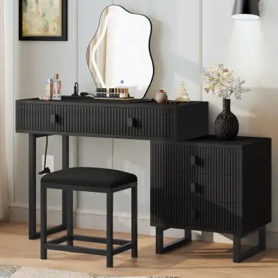 Wayfair Expandable Cloud Vanity with Lighted Mirror & Stool, View more