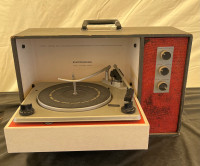 Vintage 1960s vinyl Electrohome turntable and extendible speaker