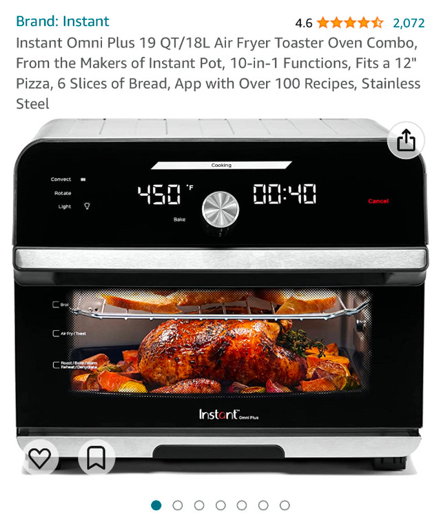 Instant Omni Plus 19 QT/18L Air Fryer Toaster Oven Combo dans Fours à micro-ondes et cuiseurs  à Laval/Rive Nord - Image 2