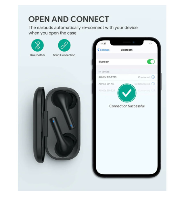 AUKEY EP-T21S Move Compact II Wireless Earbuds 3D Surround Sound in General Electronics in Markham / York Region - Image 3