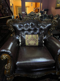 Antique Leather Couch Set