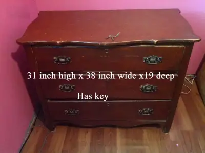Antique Wood Dresser With Key, View more