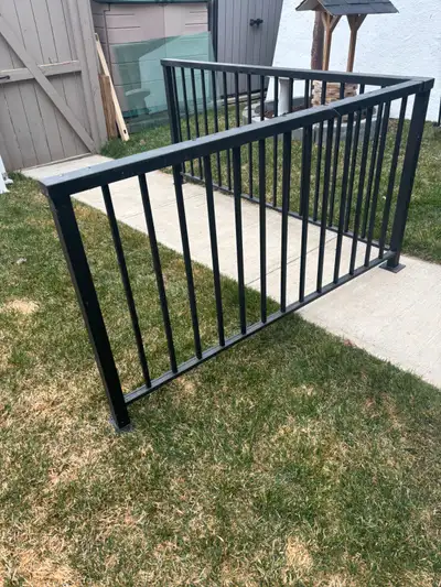 Black Aluminum Deck Railing (Around 12.5 Feet) - 36 Inches High Two Sections - One Section - 6 Feet...