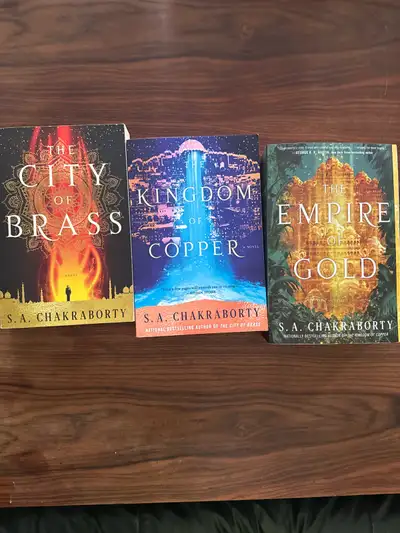 Wonderful adult fantasy trilogy by S. A Chakraborty. The City of Brass, The Kingdom of Copper and Th...