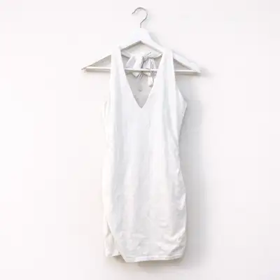 White halter dress – size L – like new, View more