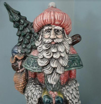 Vintage porcelain colourful old world Santa figurine with goose