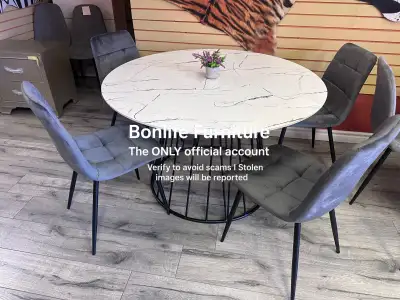 Brand new modern round dining table set on sale Limited time offer Table size 48 inches Table with 4...