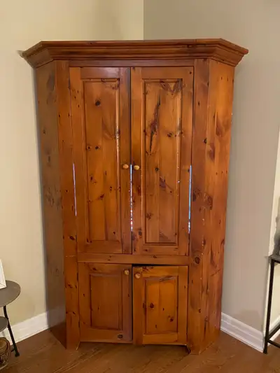 Pine Corner Cabinet + Pine Hutch, View more