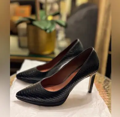 Cole Haan Black Snake Embossed Heels - Size 8, View more