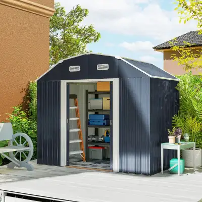 8' x 4' Galvanized Outdoor Storage Shed, Garden Shed with Adjust, View more