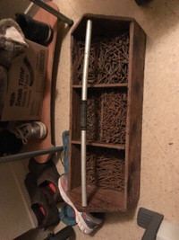 Big vintage tool box with about 45 pounds of nail.Was$75now$50
