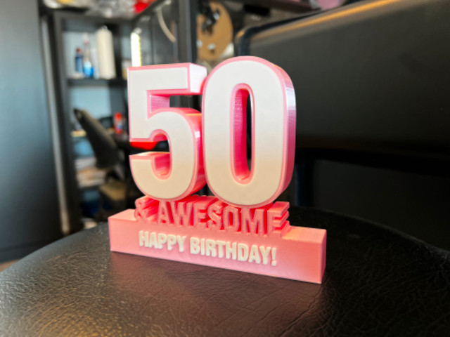 50 & Awesome Birthday Cake Topper in Hobbies & Crafts in Kawartha Lakes - Image 2