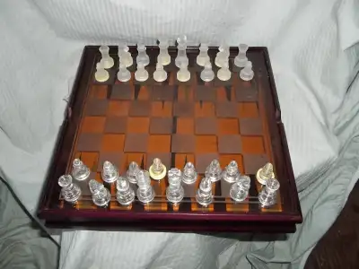 Chess & Backgammon Game Boards with Glass pieces, View more