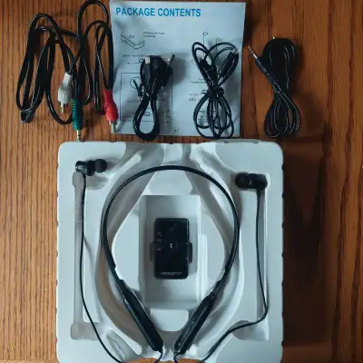 These are HomeSpot Wireless Neckband Headphones for TV and other devices, complete with Bluetooth 5....
