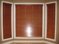 Kitchen & Living Room Cherry Wood and High Temp Laminate Blinds