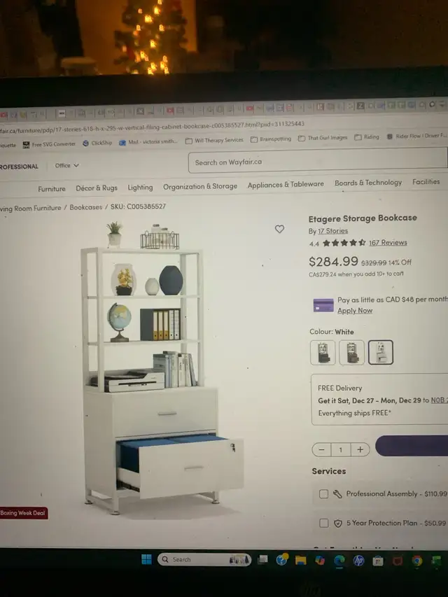 white bookshelf with filing cabinet  in Bookcases & Shelving Units in Kitchener / Waterloo - Image 4