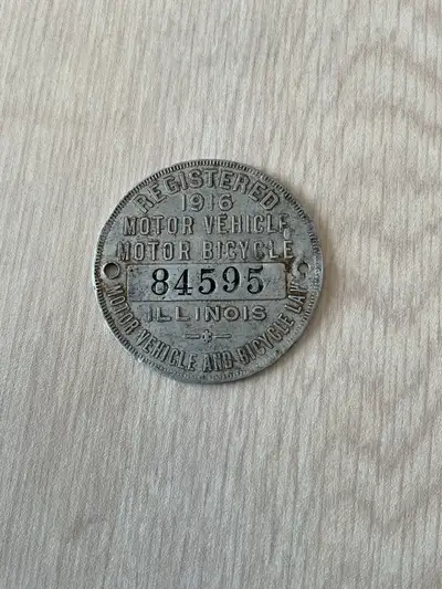 1916 ILLINOIS AUTO BICYCLE LICENSE, View more