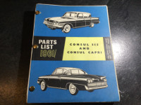 1961-64 Ford Consul Capri 315 Parts List GT 110E 117E Thames Van