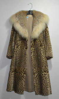 Manteau femme fourrure véritable ocelot vintage années '70
