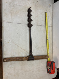 ANTIQUE PRIMATIVE 1 3/4 INCH WOOD HANDLE TIMBER DRILL #V1253