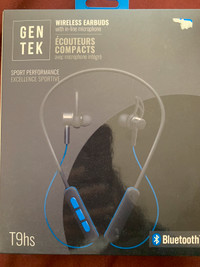 Bluetooth wireless earbuds with in-line microphone
