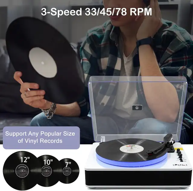 White Pearl LP&No.1 Turntable with Built-in Speakers, 3-Speed Be in Jewellery & Watches in Mississauga / Peel Region - Image 8