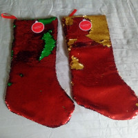 4 NEW Sequence Christmas Stockings PrEA Bas de Noel NEUF 4 dispo