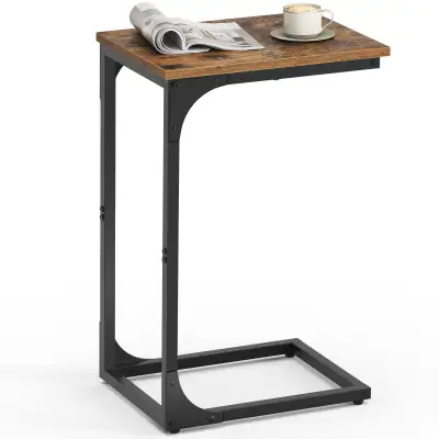 VASAGLE C-Shaped Side Table – Rustic Brown + Ink Black, View more