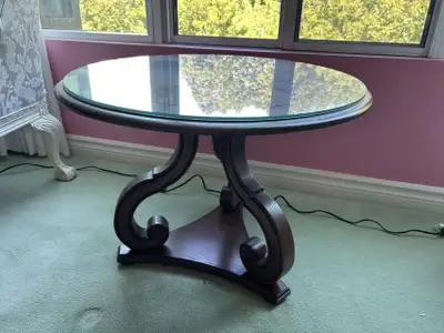 Round Glass-Top Pedestal Table, View more