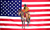 Indian on Horse on USA Flag