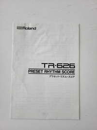 Roland TR-626 Preset Rhythm Score manual (1987)