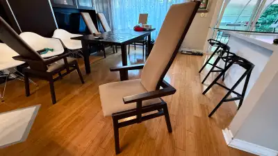 DINING ROOM CHAIRS, SOLID WOOD, SET OF 6, IN VERY GOOD CONDITION, View more