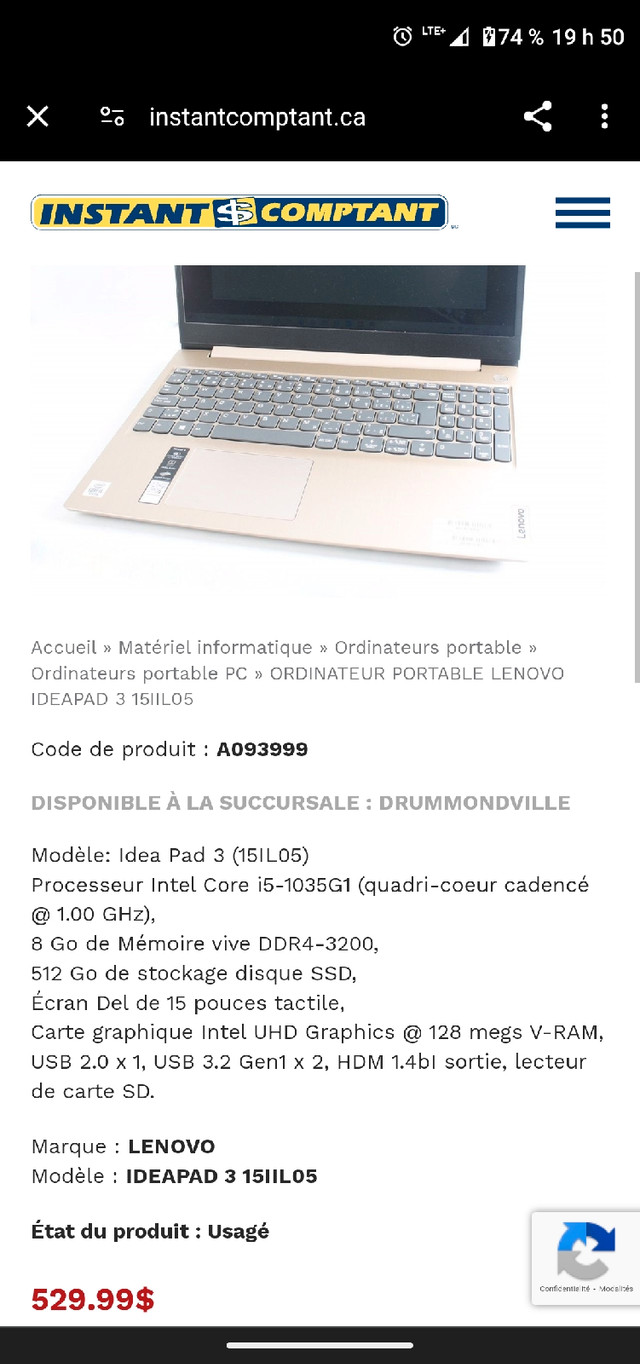 Lenovo idepad 3  dans Autre  à Ville de Québec - Image 4