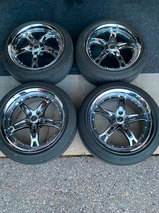 American racing rims 18x8.5.  With 114.3 B/C.   225/45-18 tires in Tires & Rims in Kawartha Lakes